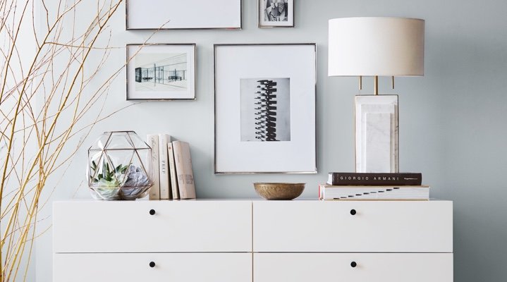 A Dresser Against A Wall