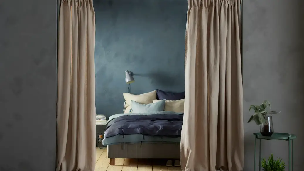 Draw the curtains to create two rooms
