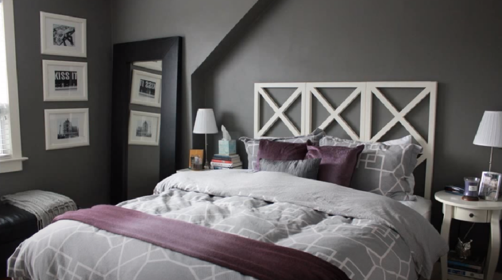 Traditional Purple and Gray Bedroom