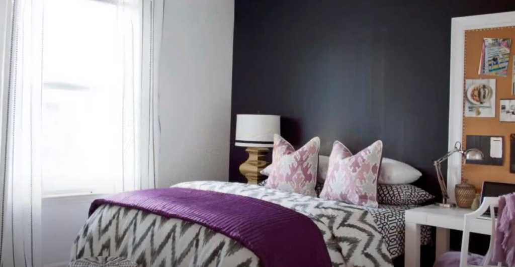 Warm Purple and Gray Bedroom