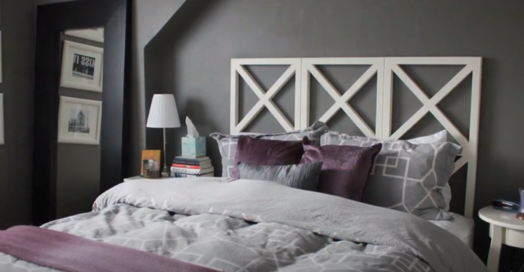 Purple and Gray Bedroom with Custom Wall Mural